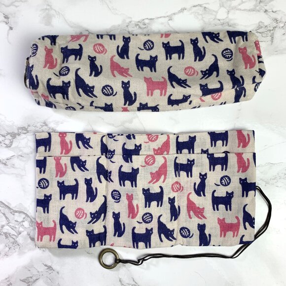 Miyamoto Collection Retro Komon Pen Case + Card Pocket Case - Tama and Kuro Cats - Picture 3 of 7